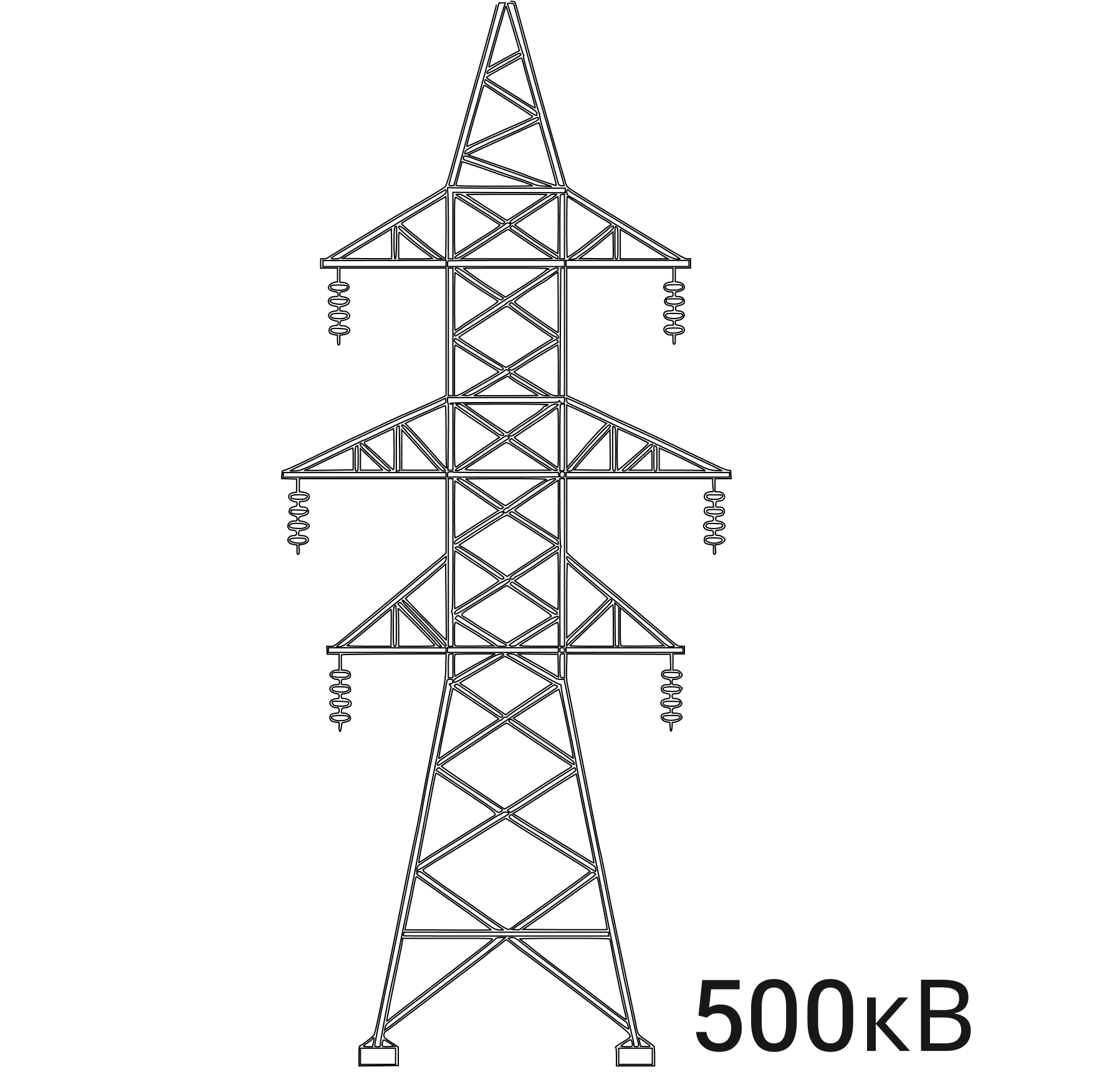 Металлические решетчатые опоры ЛЭП 500 кВ