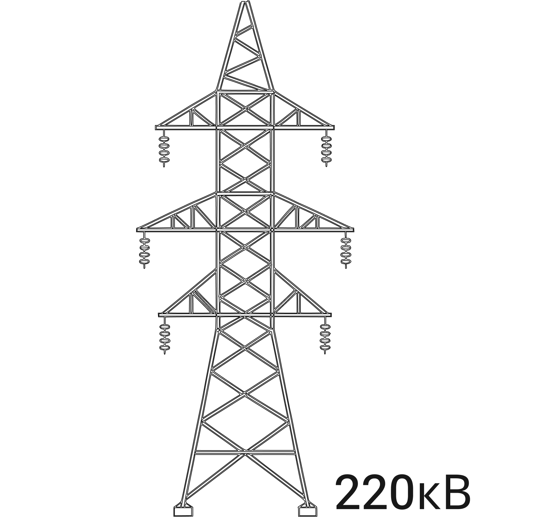 Металлические решетчатые опоры ЛЭП 220 кВ